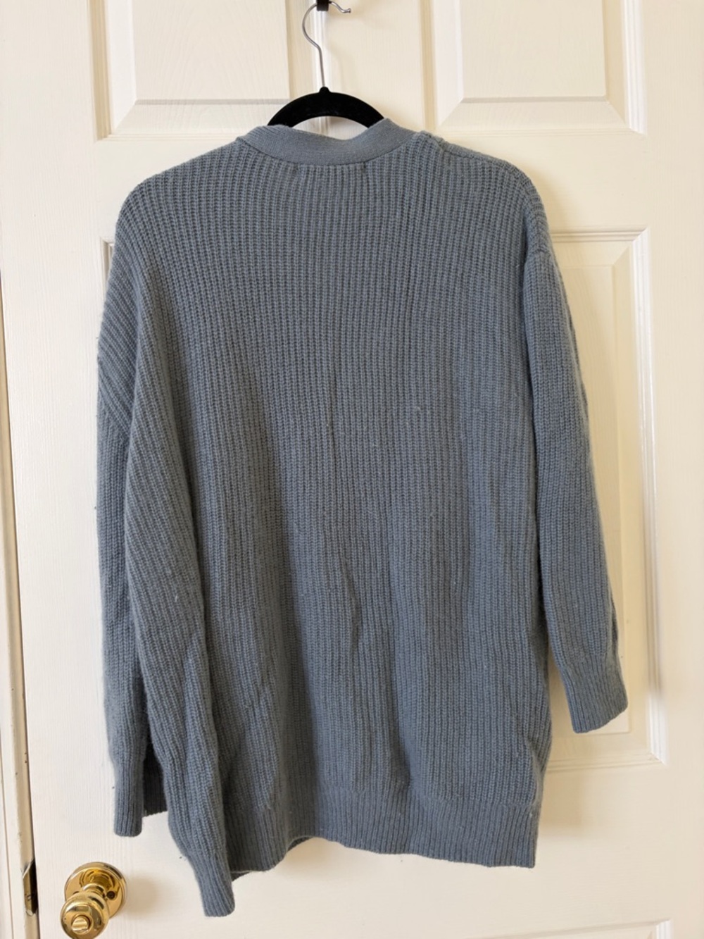Quince Slate Blue Ribbed Button-Front Cardigan - Picture 3 of 4